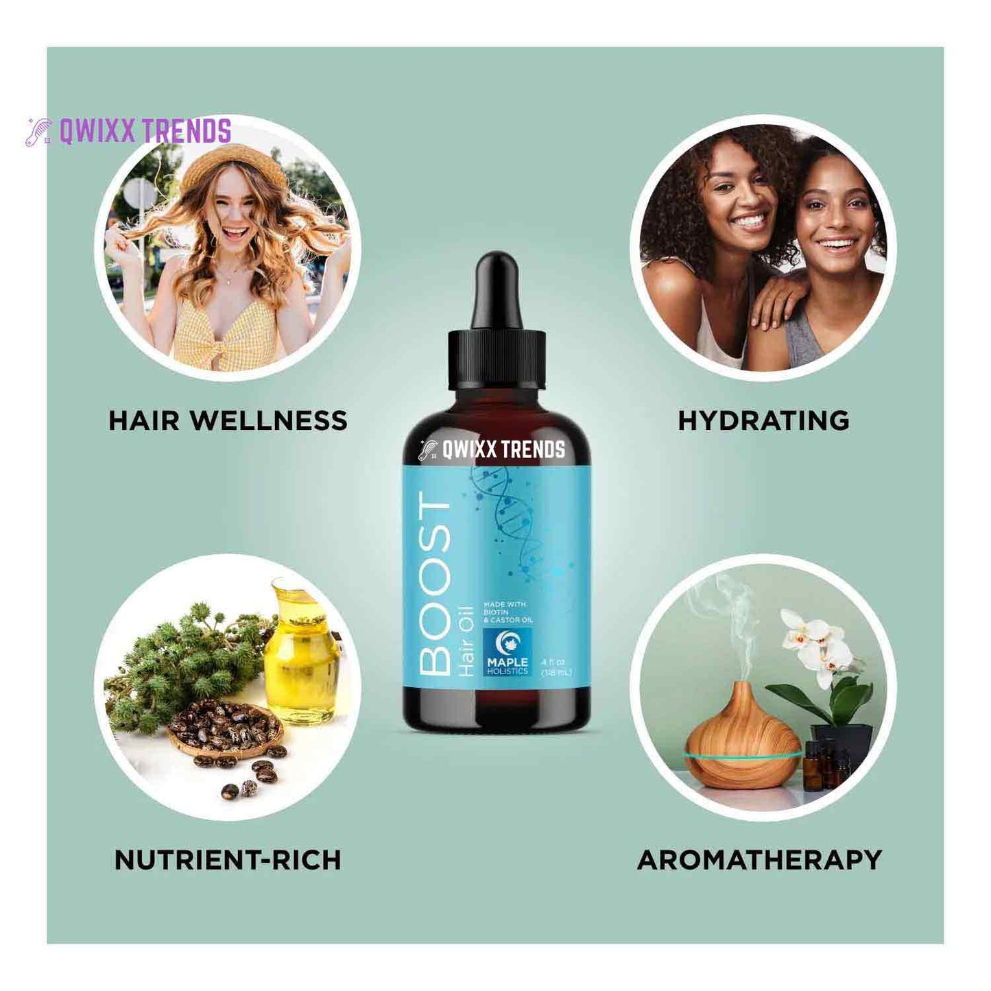 Vegan Biotin Hair Oil – Repair & Boost Growth for Dry, Damaged Hair - Qwixx Shop -New-