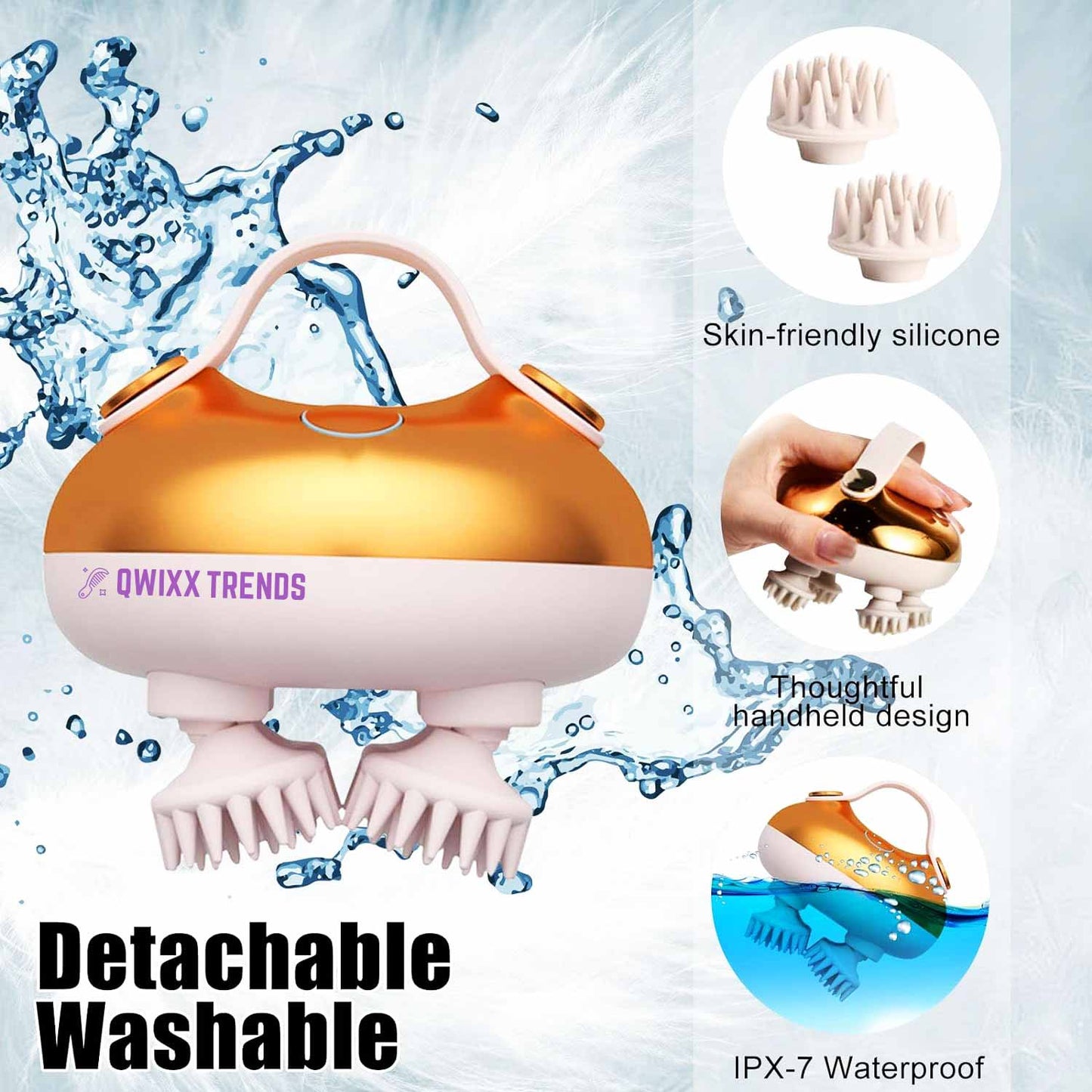 🇺🇸 5‑in‑1 Electric Scalp Massager – 8 Replaceable Claws for Deep Scalp Care & Relaxation