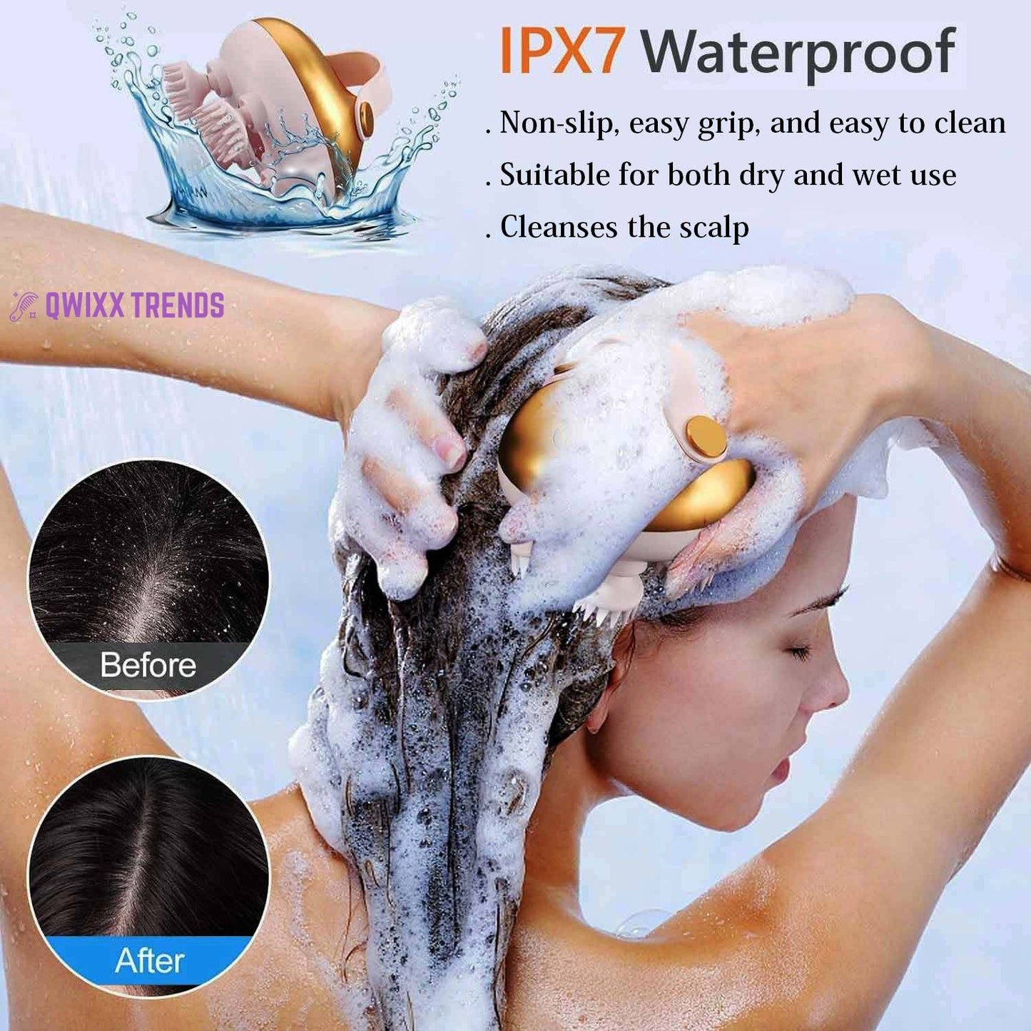 🇺🇸 5‑in‑1 Electric Scalp Massager – 8 Replaceable Claws for Deep Scalp Care & Relaxation