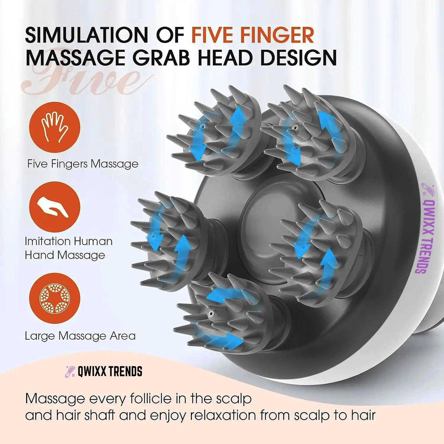 Cordless Scalp Massager: Hair Growth & Blissful Wellness - Qwixx Shop -New-