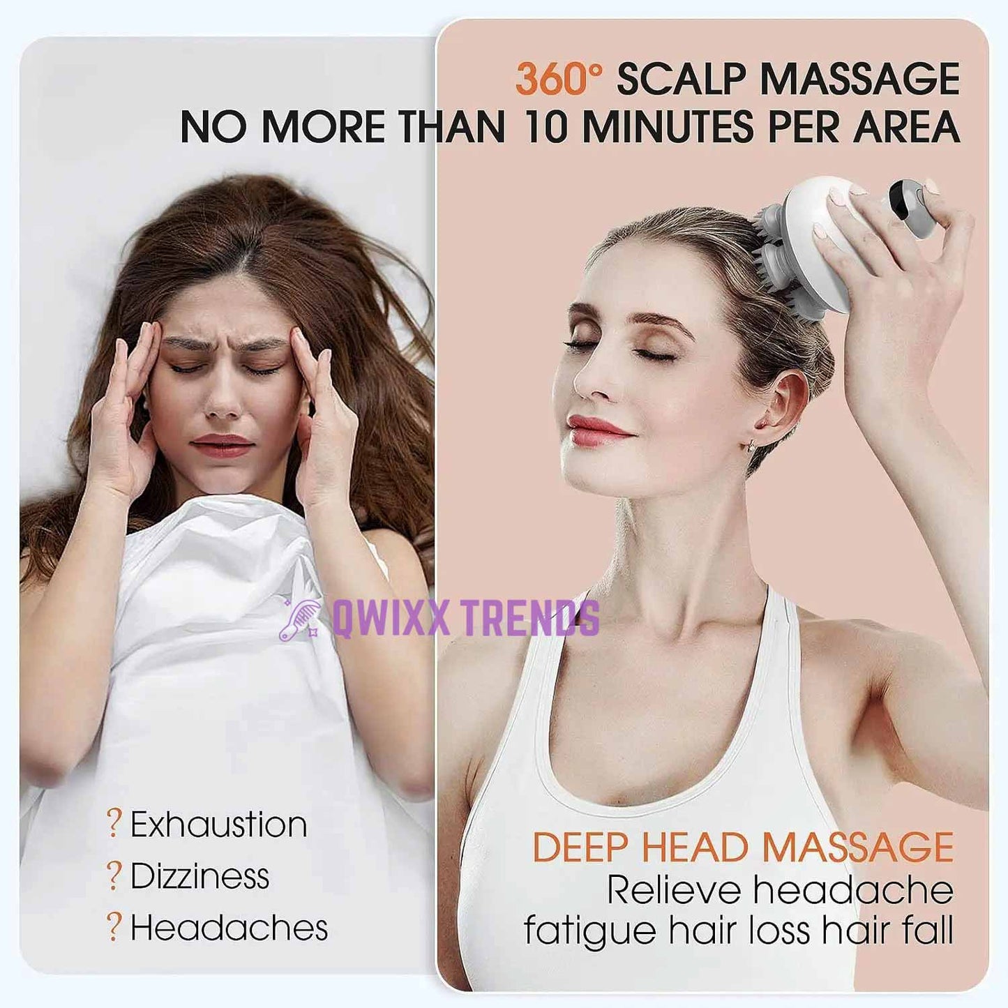 Cordless Scalp Massager: Hair Growth & Blissful Wellness - Qwixx Shop -New-
